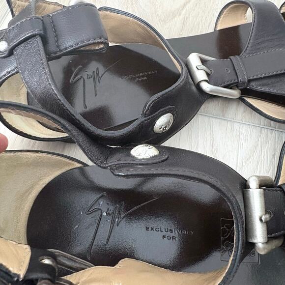 Giuseppe Zanotti Brown Leather Buckle Sandals Size 10 - Picture 6 of 13